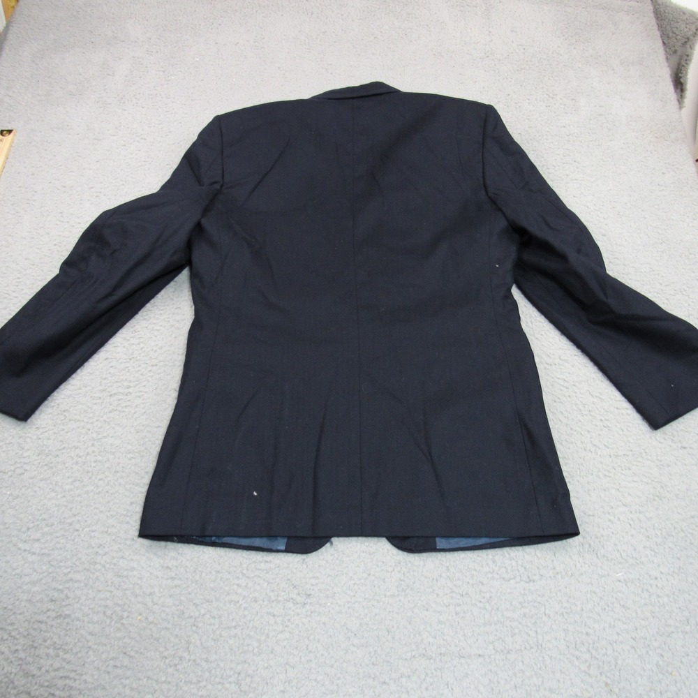 Adolfo Mens Black Pure Wool Herringbone Blazer Sport Coat Two Button Made in USA - Picture 6 of 10